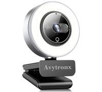 Webcam 2K per PC con microfono e luce integrata, fotocamera USB per PC/laptop/Mac/Monitor, webcam streaming con copertura per la privacy per Zoom/Skype/Team/videochiamate/conferenza/lezioni online