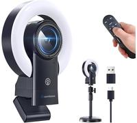 Webcam 4K con luce, webcam con altoparlante, doppia riduzione del rumore Plug and Play, webcam per computer desktop, messa a fuoco automatica, protezione della privacy, webcam per PC Zoom Skype