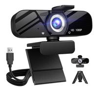 Webcam con microfono per desktop, 1080P HD USB Computer Telecamere con Treppiede flessibile Rotabile Wide Angle Webcam per PC Zoom Video/Gaming/Laptop