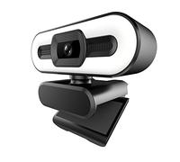 Webcam Full HD 1080P con luce ad anello regolabile, obiettivo ottico a fuoco fisso, microfono integrato, USB Plug & Play per PC, laptop, videoconferenze, streaming live