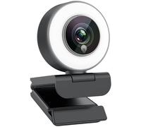 Webcam HD per PC, messa a fuoco automatica a bassa larghezza di banda di alta qualità e doppio microfono stereo integrato, sensore 4K e luce ad