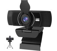 Webcam per PC 1080P con microfono, videocamera per computer, campo visivo a 110°, telecamera per streaming, con treppiede, correzione automatica della luce, webcam per zoom, videochiamate, Skype,