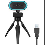 Webcam per streaming con messa a fuoco manuale, base girevole, risoluzione 2MP, USB, plug and play, ideale per videoconferenze e didattica online.