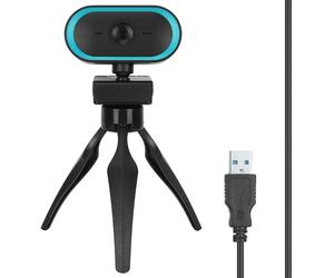 Webcam per streaming con messa a fuoco manuale, base girevole, risoluzione 2MP, USB, plug and play, ideale per videoconferenze e didattica online.