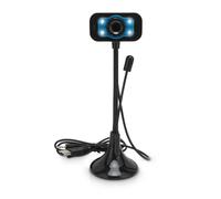 Webcam per streaming di alta qualità con superficie antigraffio, progettata per la messa a fuoco manuale e il controllo della luce LED di