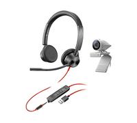 Kit Poly Studio P5 con Blackwire 3325 (Plantronics) - Videocamera per videoconferenze HD 1080p - Kit USB-A con cuffia cablata audio stereo e webcam professionale