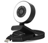 Webcam USB 1080p Full HD Ring Light Microfono Antirumore Plug and Play Nera