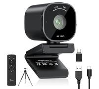 Webcam USB 4K con 4 microfoni a cancellazione del rumore, 50-92 FOV, OSD integrato e copertura privacy, Plug & Play per zoom, squadre, registrazione
