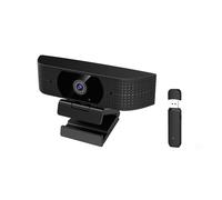 Webcam wireless 1080P per PC, webcam con microfono che riduce il rumore, FOV 92°, rotazione a 360°, plug and play, fotocamera wireless funziona con Skype, zoom per riunioni di conferenze interne ed