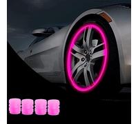 Webdiennuoc Valve Caps - Webdiennuoc Glow in The Dark Valve Caps - Universal Fits Any Car - Glowing Car Tire Valve Stem Caps (Pink, 4 Pcs)