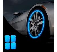 Webdiennuoc Valve Caps - Webdiennuoc Glow in The Dark Valve Caps - Universal Fits Any Car - Glowing Car Tire Valve Stem Caps (Blue, 4 Pcs)