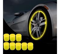 Webdiennuoc Valve Caps - Webdiennuoc Glow in The Dark Valve Caps - Universal Fits Any Car - Glowing Car Tire Valve Stem Caps (Yellow, 8 Pcs)