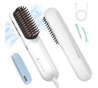 webeauty Porta - Spazzola lisciante senza fili per capelli, 200 m, ioni negativi, per donne, riscaldamento rapido, mini viaggio in Europa, doppia tensione, ricaricabile tramite USB, colore: bianco