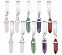 WEBEEDY 10 Set di clip per scarpe in cristallo naturale Charms 5 colori Bling Crystal Shoe Pendenti DIY Shoe Clip Jewelry Kit with Stainless Steel Clips and Open Rings, Metallo
