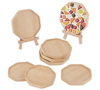 WEBEEDY 14 vassoi di base vergini per artigianato mosaico 9,5 cm Sottobicchiere in bambù ottagonale per tazza da bere per fai da te ornamenti di placca protezione per piante in vaso su tavolo