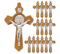 WEBEEDY 15 ciondoli in legno a forma di crocifisso cristiano a forma di crocifisso, per fai da te, creazione di collane e accessori per gioielli