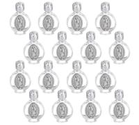 WEBEEDY 16 bottiglie di acqua santa, in rilievo, 15 ml, vuote, con coperchio argentato, piccole bottiglie di vetro per la decorazione della festa di battesimo pasquale a casa