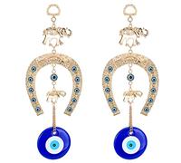 WEBEEDY 2 ciondoli da Appendere per Auto con Occhio malvagio Elefante amuleto malvagio con Occhi Blu Accessori per specchietto retrovisore Decorazione per la casa da Appendere alla Parete