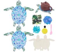 WEBEEDY 2 kit di mosaico fai da te tartaruga marina kit creatività sottobicchiere mosaico tartaruga marina con basi in legno, piastrelle di mosaico in vetro, nastro e istruzioni per adulti