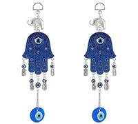 WEBEEDY 2 Occhio Turco Blu Occhio Evil Eye ciondoli, Hand Hamsa amuletodecorazione da Parete, Regalo di benedizione