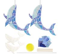 WEBEEDY 2 Set di Piastrelle di Mosaico di Vetro Kit Craft Whale Mosaico Creativo Animale Mosaico Sospensione Art Kit & Descrizione Fai da te Mosaico Sottobicchieri Kit per Adulti Principianti