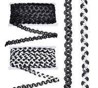 WEBEEDY 22m Nastro di Trim con Paillettes Pizzo Decorativo a Onde di Paillettes 1,8cm di Larghezza per Cucitura 2 colori di Striscia di Paillettes Piatti per Abito da Sposa Tessuto di Natale