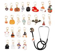 WEBEEDY 24 ciondoli stetoscopio per Halloween, per dottori e infermieri | Ciondolo a forma di teschio spettrale, zucca, pipistrello, regolabile, gotico, accessori decorativi, regalo per Halloween