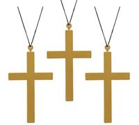 WEBEEDY 3 crocifisso giganti in plastica dorata, da donna, da appendere alla parete, 12 x 17 cm