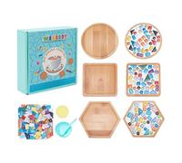 WEBEEDY 3 Set di Kit Mosaico per Piastrelle di Vetro, Kit Sottobicchiere in Vetro, Base Sottobicchieri Tazza di Bambù per Bevande, Kit Fai da Te Vassoio Decorativo Regalo