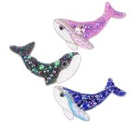 WEBEEDY 3 stili di pesca balena perline strass appliques cucire toppa oceano animali perline applicazioni applicazioni termoadesive per abbigliamento fai da te Halloween borse decorazione (blu) viola