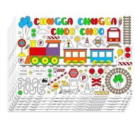 WEBEEDY 30 fogli da colorare fai da te a tema treno tappeto di disegno ferroviario attività di colorazione carta opachi per coprire il tavolo di casa decorazione di festa di compleanno 40x28cm