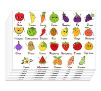 WEBEEDY 30 fogli di carta da colorare per alimenti, alfabeto, tovagliette fai da te, frutta e verdura dalla A alla Z, per la decorazione della cucina, per la casa, il compleanno, 40 x 28 cm