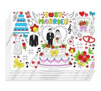 WEBEEDY 30 fogli di carta da colorare per matrimonio, con motivo auto per torte, fogli di attività da colorare, per il tavolo da pranzo, tovagliette per la doccia della sposa, decorazione della