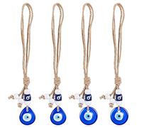 WEBEEDY 4 ornamenti blu da appendere al malocchio, in vetro blu turco, accessorio per specchietto retrovisore, ornamento da parete per matrimoni, decorazione per la casa