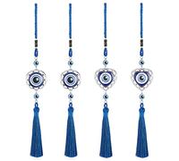 WEBEEDY 4 ornamenti da appendere a forma di occhio fortunato, perline blu turco contro il malocchio, ornamento protettivo per il malocchio, accessori da appendere per specchietto retrovisore