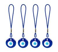 WEBEEDY 4 pezzi blu malocchio ornamento da appendere auto malocchio ciondolo ciondolo auto specchietto retrovisore accessori turco greco amuleto per buona fortuna e protezione, regalo di Natale e