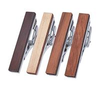 WEBEEDY 4 Pezzo Fermacravatta in Legno per Uomo Fermacravatta Naturale Moda Scivolo per Cravatta in Legno Personalizzato per Il Miglior Regalo Aziendale di Anniversario di Matrimonio