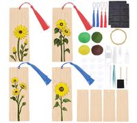 WEBEEDY 4 Set di Marca Pagine DIY Smalto Cloisonne per Adulti Principianti Kit fai da te per Marca Pagina in Smalto Filigrana Girasole e Margherita per Regalo Fatto a Mano di Laurea