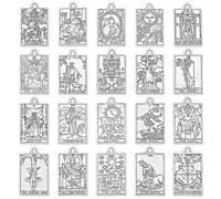 WEBEEDY 40 ciondoli in argento a forma di tarocchi, 20 stili, in lega, a forma di tarocchi, luna, sole, stella, astrologia, divinazione, buona fortuna, amuleto gotico, per la creazione di gioielli
