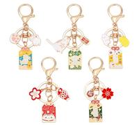 WEBEEDY 5 stili portachiavi portafortuna amuleto giapponese ciondolo ciondolo Maneki Neko Fortune Beckoning Cat portachiavi per ricchezza felicità borsa portafoglio decorazione Capodanno amanti dei