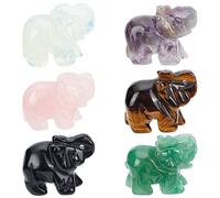 WEBEEDY 6 pezzi statua di cristallo di elefante scultura di elefante occhio di tigre elefante intagliato cristalli di elefante e pietre curative figurine tascabili Reiki decorazione casa ufficio