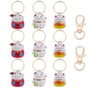 WEBEEDY 9 campane per collare per gatti fortunati, 3 stili, collari per animali domestici, campane, con portachiavi, in ottone, ciondoli per collare per gatti della fortuna, suono forte e nitido