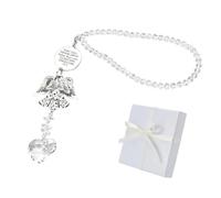 WEBEEDY Accessorio da appendere allo specchietto dell'auto, in acciaio inox, con angelo custode e cuore, in cristallo, per specchietto retrovisore, regalo cristiano per donne che guidano nuovi