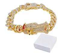 WEBEEDY Bracciale in oro Babbo Natale Muerte per uomini e donne con una confezione regalo di strass gotici teschio messicano, regalo di Natale 20 cm