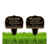 WEBEEDY Confezione da 2 cartelli in alluminio con scritta "Stay Off Grass Yard Keep Off Grass Sign Outdoor No Pooping Dog Signs for Yard Waterproof Metal Signs with Stake for Lawn Garden Outdoor use
