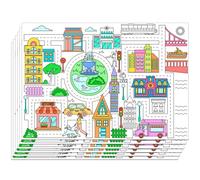 WEBEEDY Confezione da 30 tovagliette da colorare, 40 x 28 cm, per disegno fai da te, da colorare, per ristorante, compleanno, decorazione regalo, tema città stradale