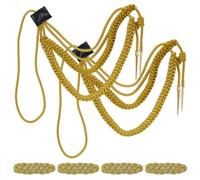 WEBEEDY Cordino con ago dorato e spalline intrecciate distintivo militare tradizionale intrecciato con 2 ciondoli a forma di cono accessori per uniformi militari
