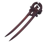 WEBEEDY Forchetta per capelli in legno a forma di U, fatta a mano, a 2 rebbi, a nove code di volpe, in legno di sandalo, forcine per capelli vintage, accessori per donne, regalo di compleanno, 16,5 x