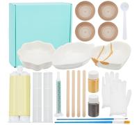 WEBEEDY Kintsugi Set di riparazione per principianti, 19 pezzi, oro e argento, set di riparazione per principianti fai da te Kintsugi, kit completo di riparazione Kintsugi, regalo d'arte giapponese
