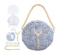 WEBEEDY Kit fai da te in tela di plastica con fogli di tela di plastica, nastro, catene, nappa a testa di cervo dorata e istruzioni, kit completo per la creazione di borse a maglia per le vacanze